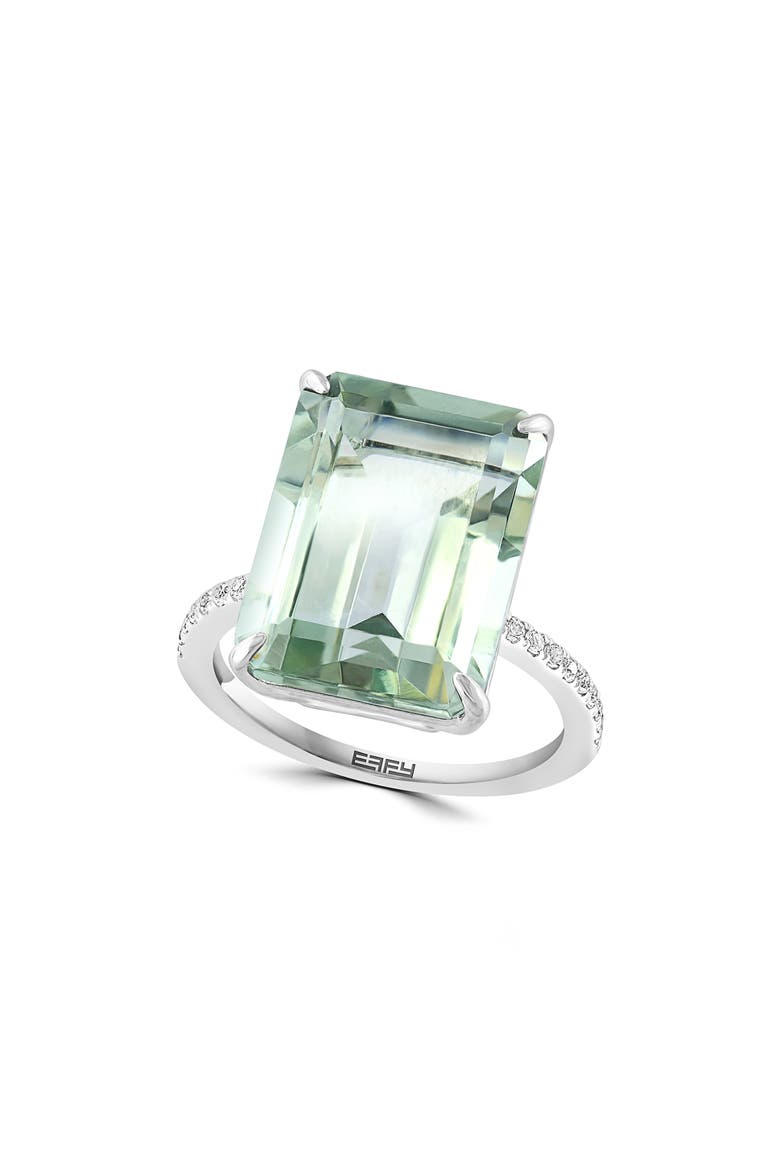 Sterling Silver Green Quartz & White Topaz Ring, Main, color, GREEN