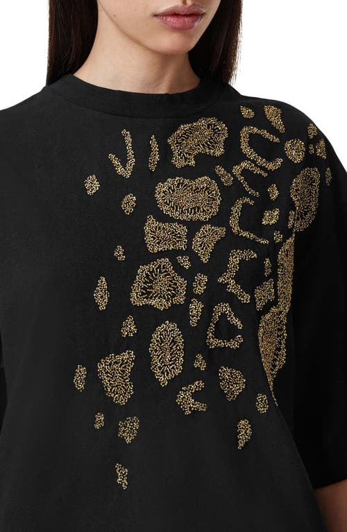 Allsaints Amelie Oversize Embellished Cotton Graphic T-shirt In Black