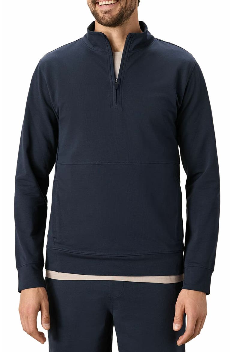 Organic Cotton Stash French Terry Quarter Zip, Alternate, color, Midnight Blue