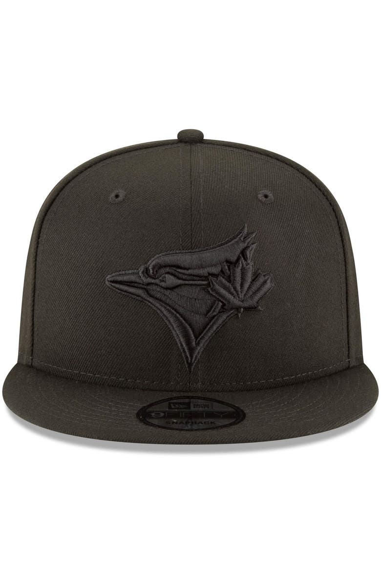 New Era Toronto Blue Jays New Era Black on Black 9FIFTY Team Snapback Adjustable Hat - Black, Alternate, color,