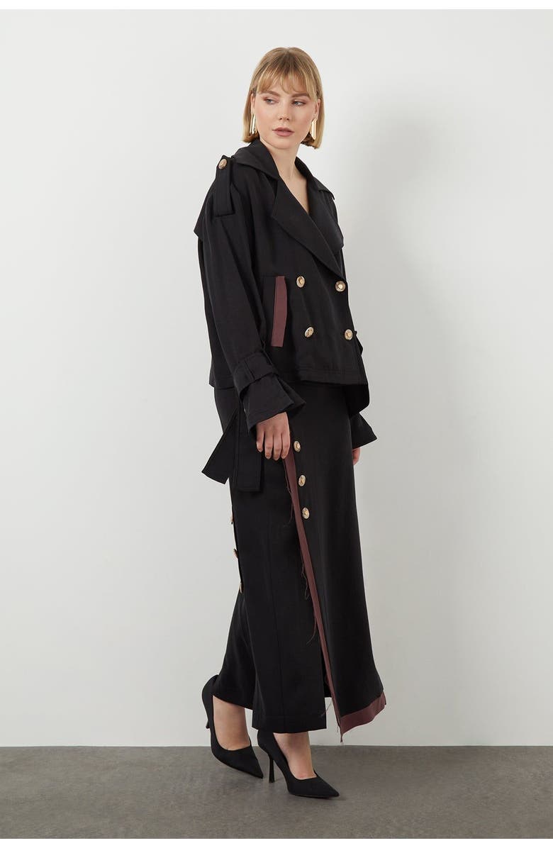 Gizia Tie-Sleeve Detail Jacket, Alternate, color, Black