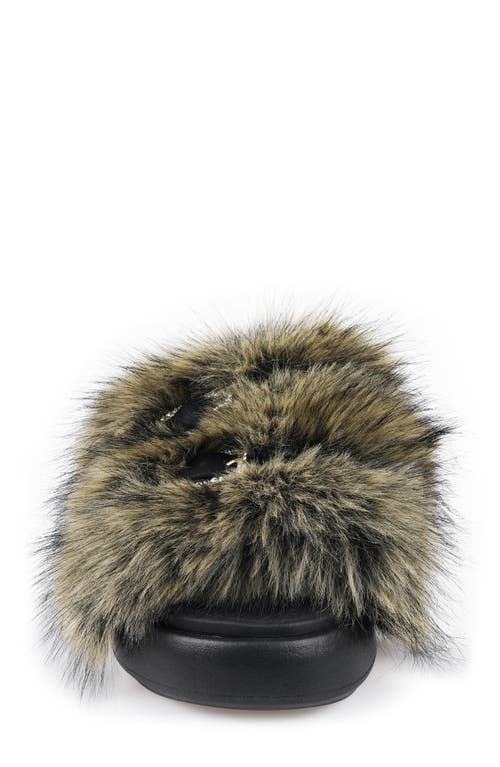 Zigi Fire Faux Fur Platform Sandal In Green