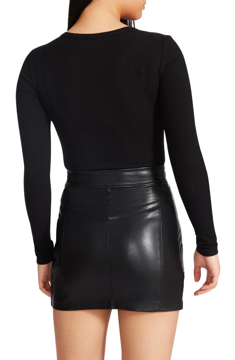 Steve Madden Erin V-Neck Long Sleeve Rib Bodysuit, Alternate, color, 