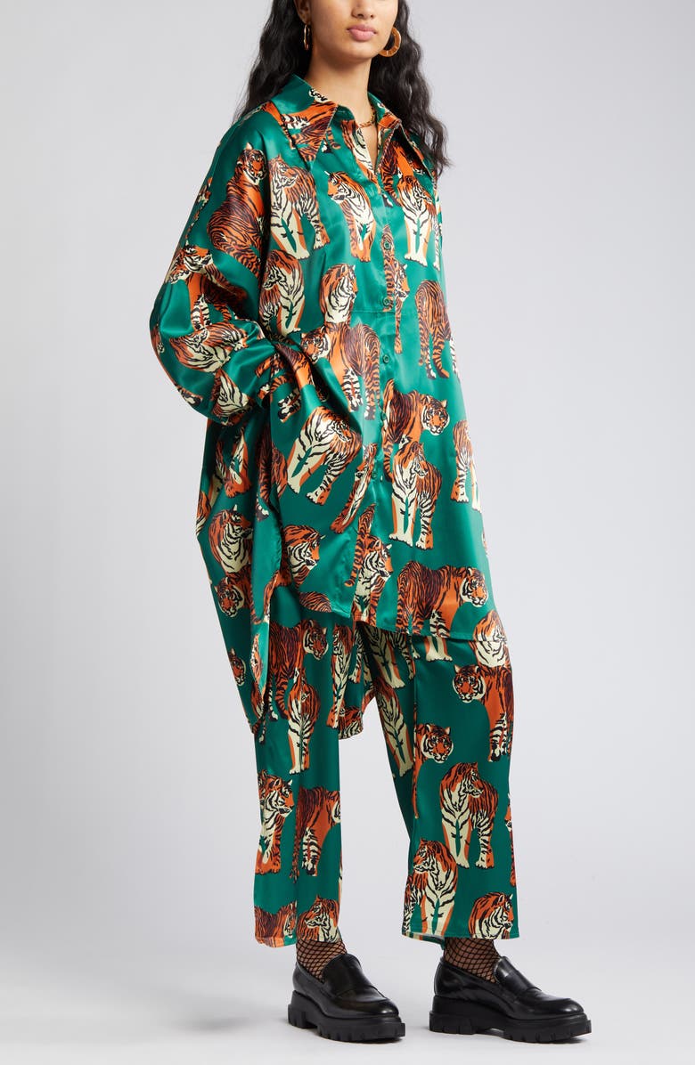 Dressed in Lala Tiger Print Royal Satin Matching Set, Alternate, color, 