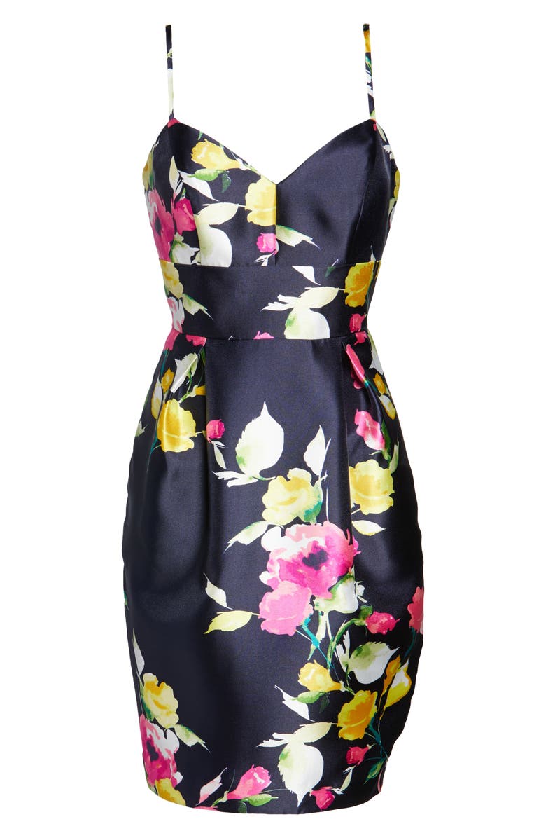 Eliza J Floral Print Mikado Cocktail Dress, Alternate, color,