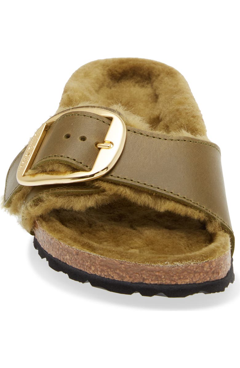 Birkenstock Madrid Big Buckle Genuine Shearling Lined Sandal, Alternate, color, Green Olive/ Green Olive