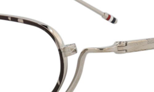 Thom Browne Novelty 50mm Oval Optical Glasses In Tortoise Silver Transparent