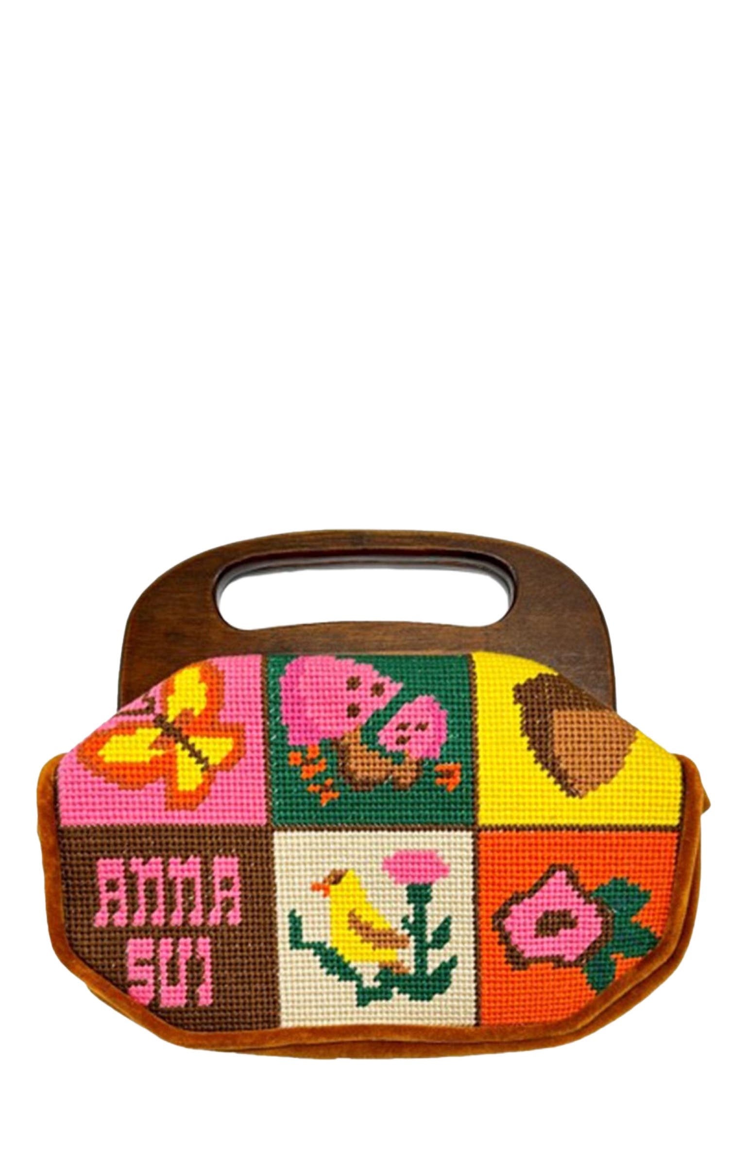 Anna Sui Needlepoint and Velveteen Purse, Main, color, 