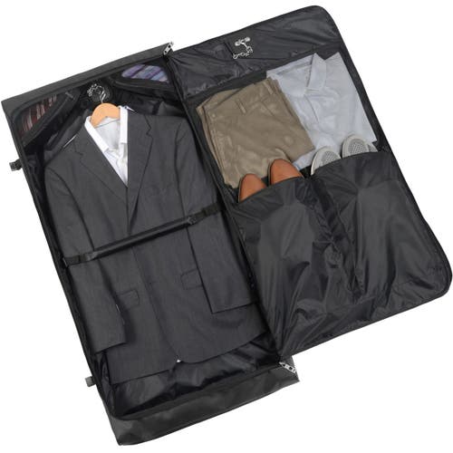 Wallybags 45" Premium Framed Garment Bag With Shoulder Strap And Multiple Pockets In Black