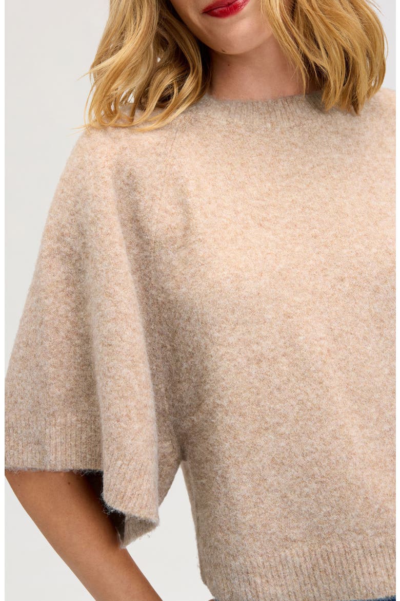 Short Sleeve Cape Sweater, Alternate, color, SAFARI SAND