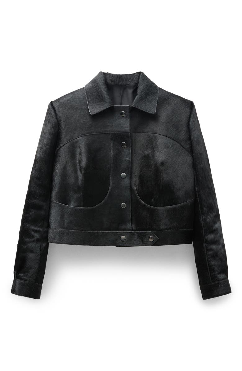 MANGO Faux Fur Collar Genuine Calf Hair Jacket, Alternate, color, 