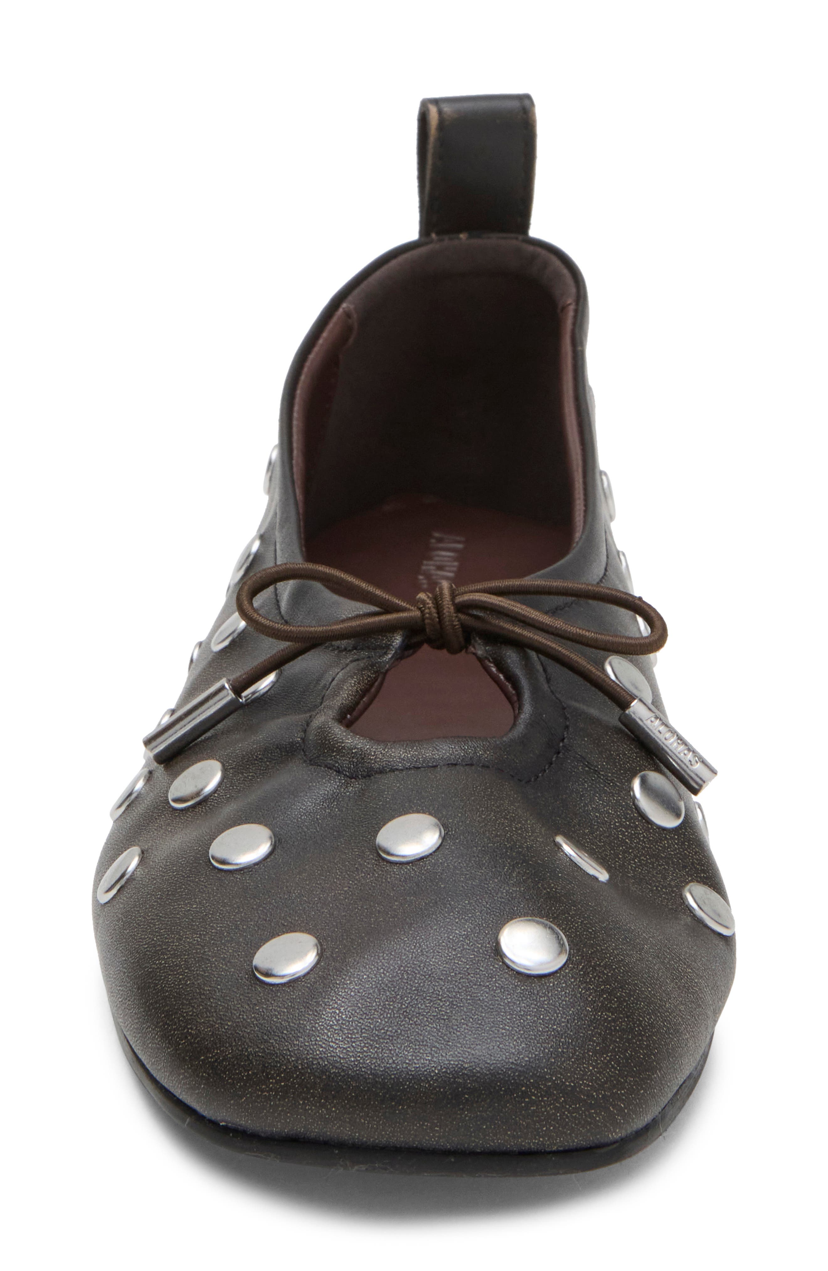 Rosalind Studded Leather Ballet Flat, Alternate, color, ALL STUDS VINTAGE EFFECT BROWN