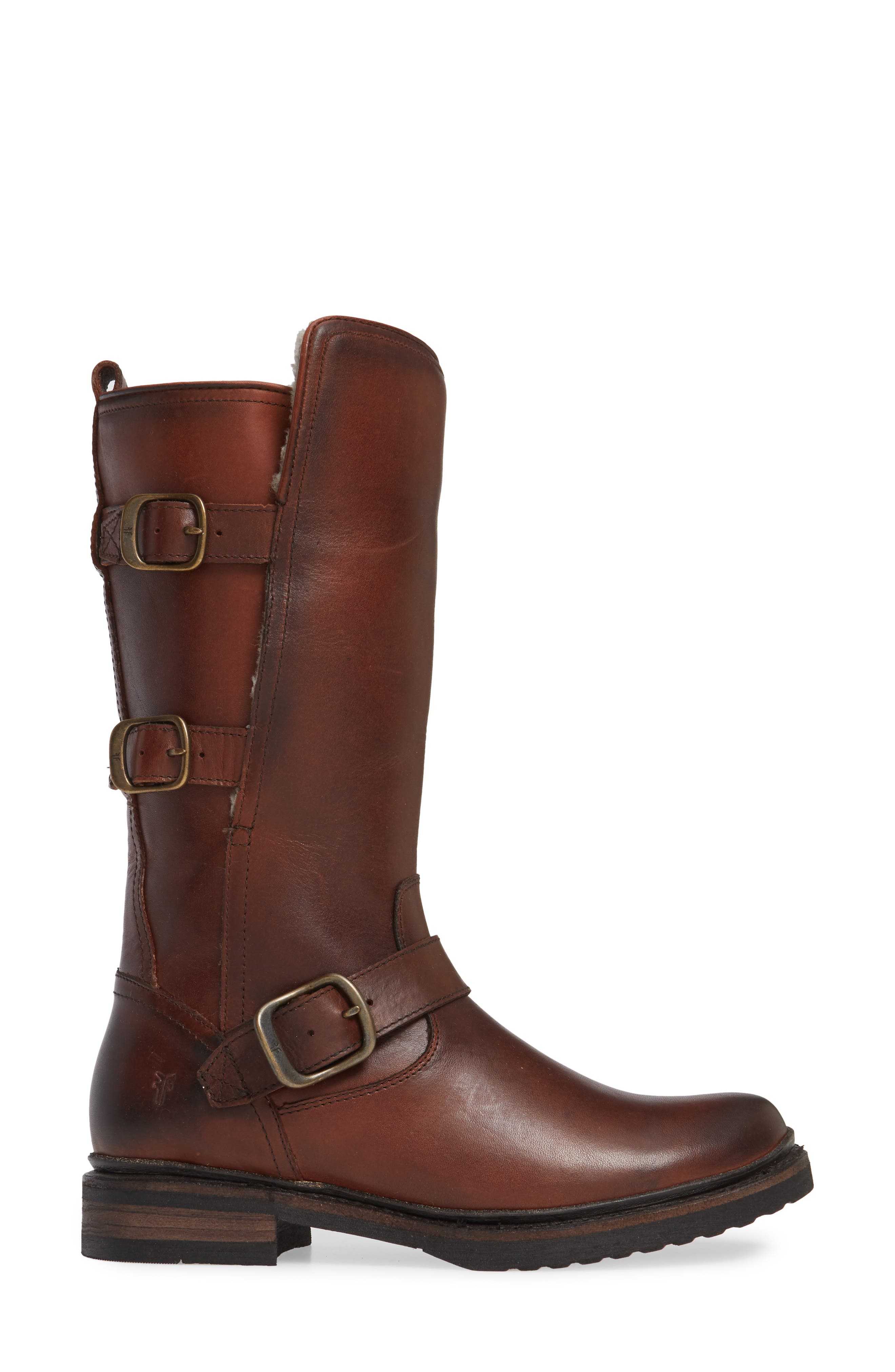 Veronica Weatherproof Genuine Shearling Boot, Alternate, color, REDWOOD LEATHER