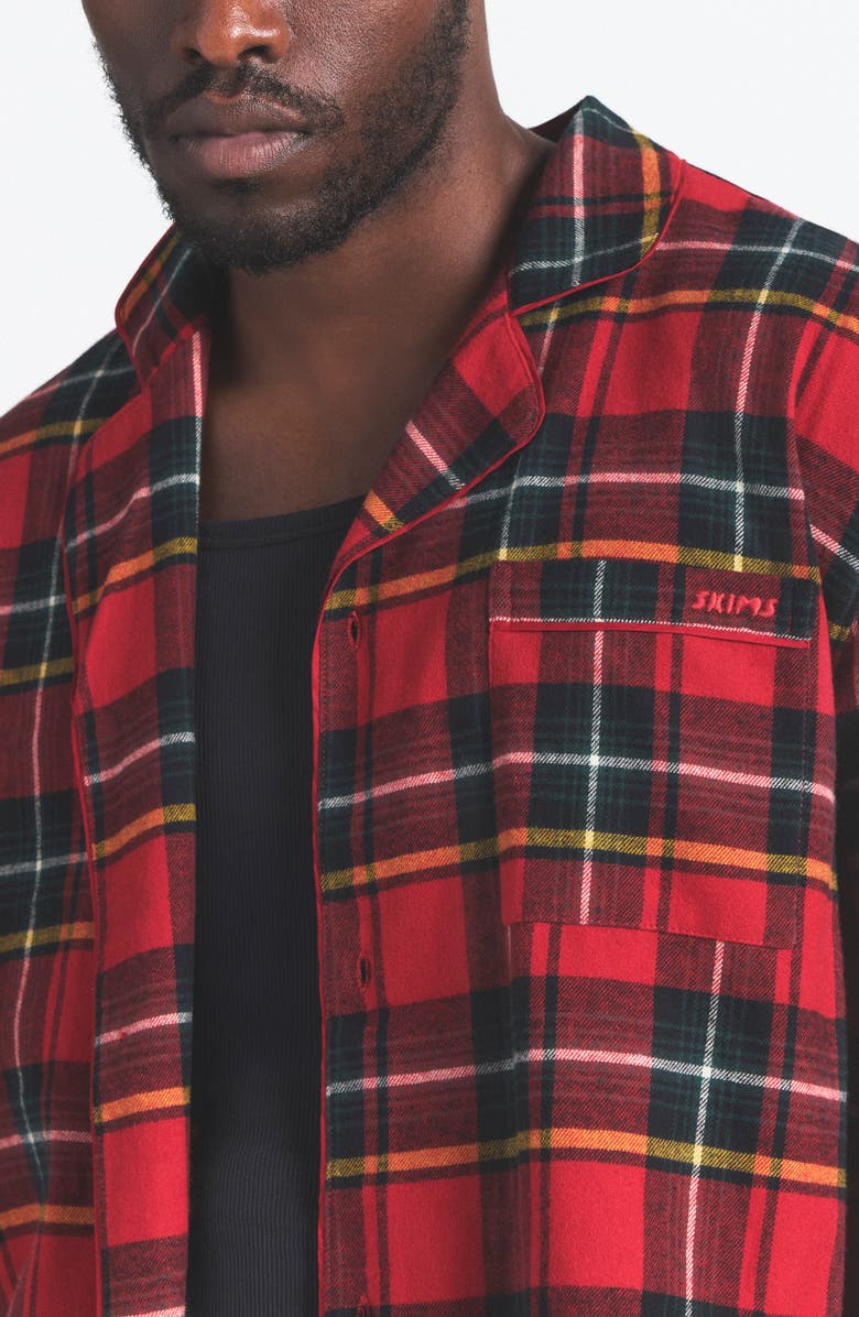 SKIMS Cotton Flannel Pajamas, Alternate, color, Brick Holiday Plaid