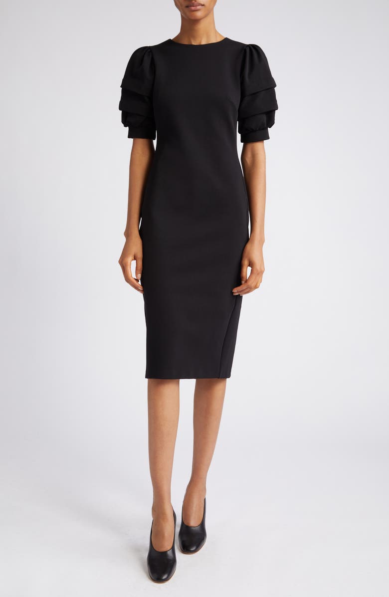 Max Mara Peonie Puff Sleeve Twill Jersey Dress, Main, color, 