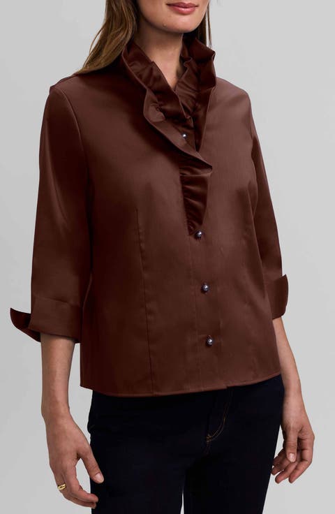 Edith Ruffle Button-Up Shirt