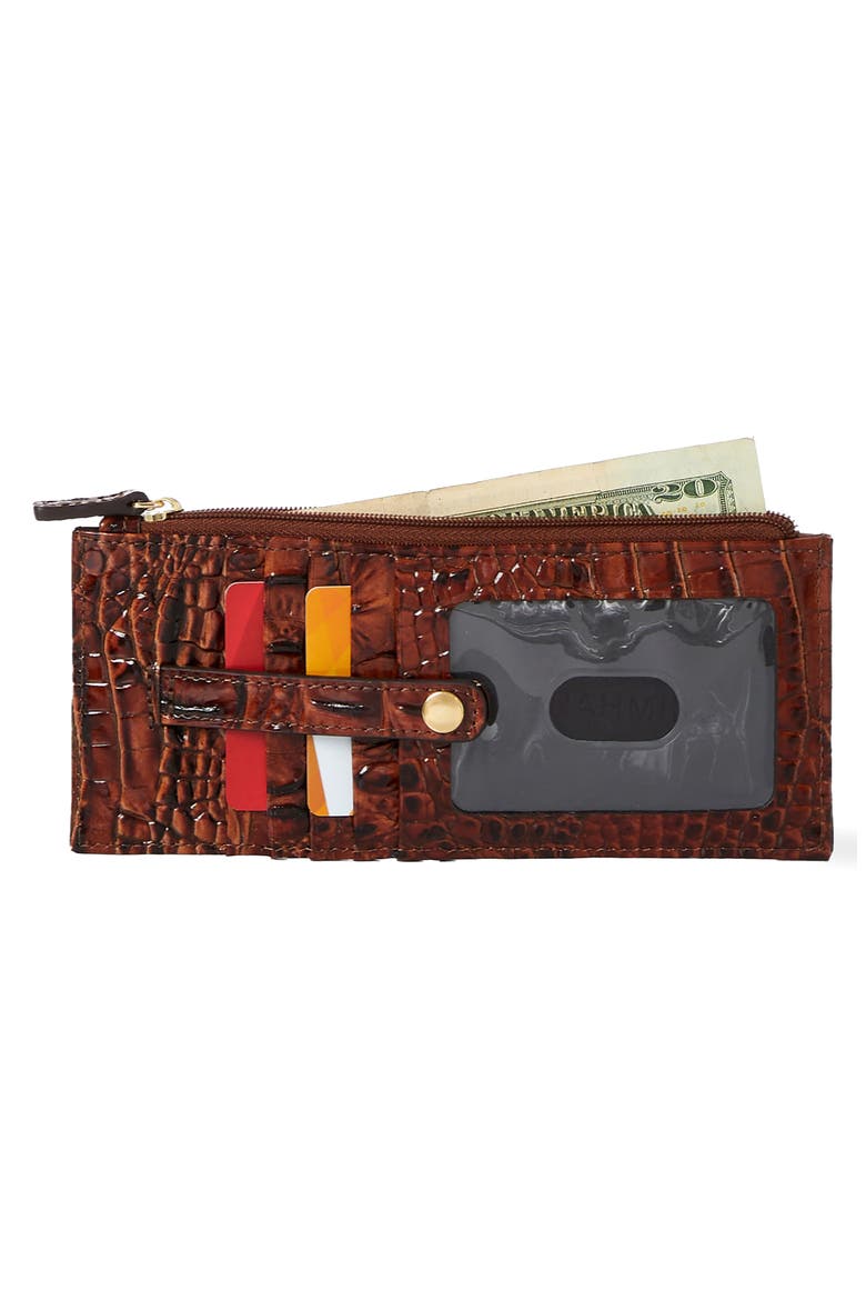 Croc Embossed Leather Credit Card Wallet, Alternate, color, WATERFALL