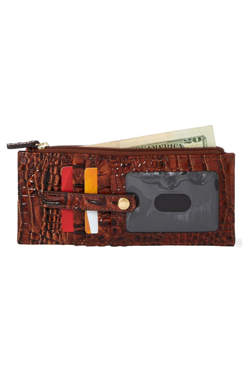 Brahmin Croc Embossed Leather Credit Card Wallet, Alternate, color, Waterfall