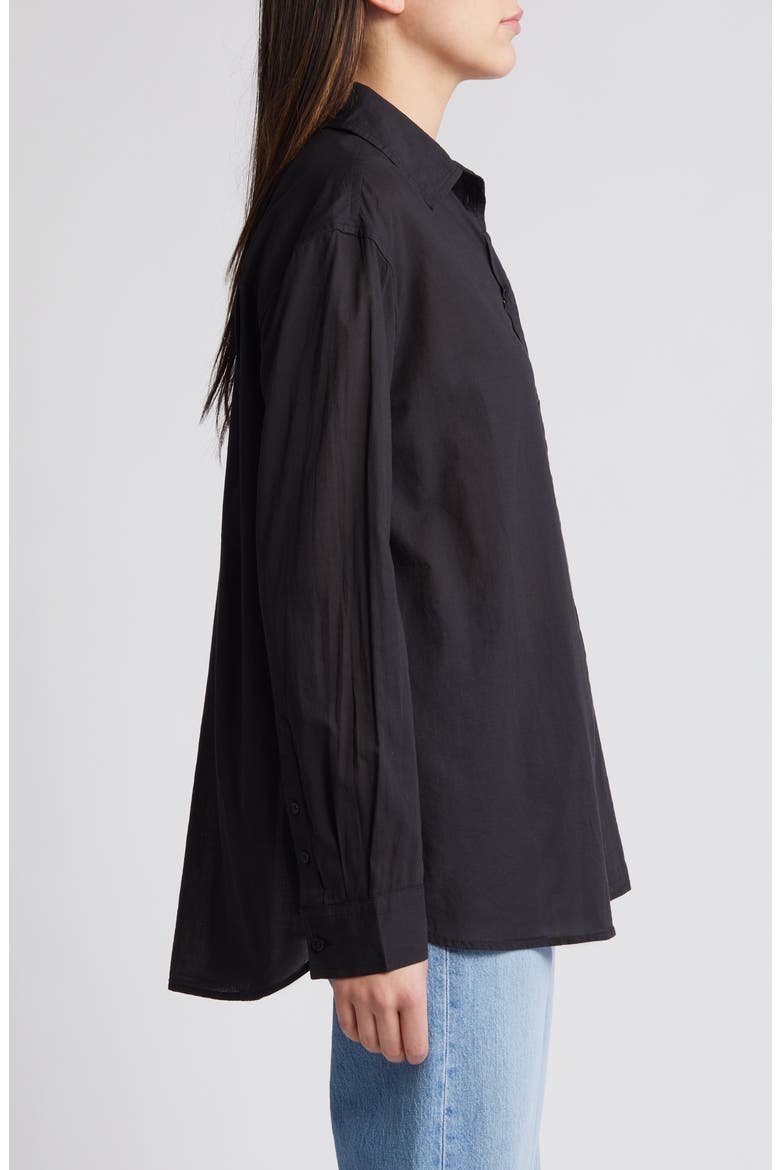Cotton Voile Button-Up Shirt, Alternate, color, BLACK