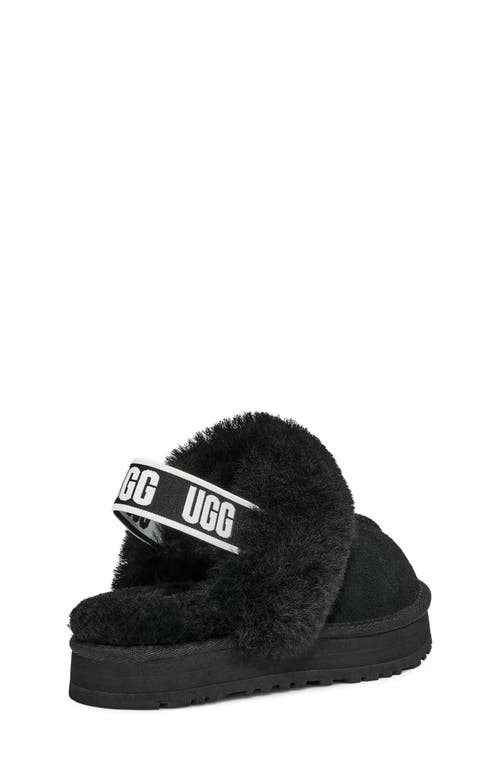 Ugg Funkette Logo-print Suede And Shearling Platform Slippers 6-10 Years In Black