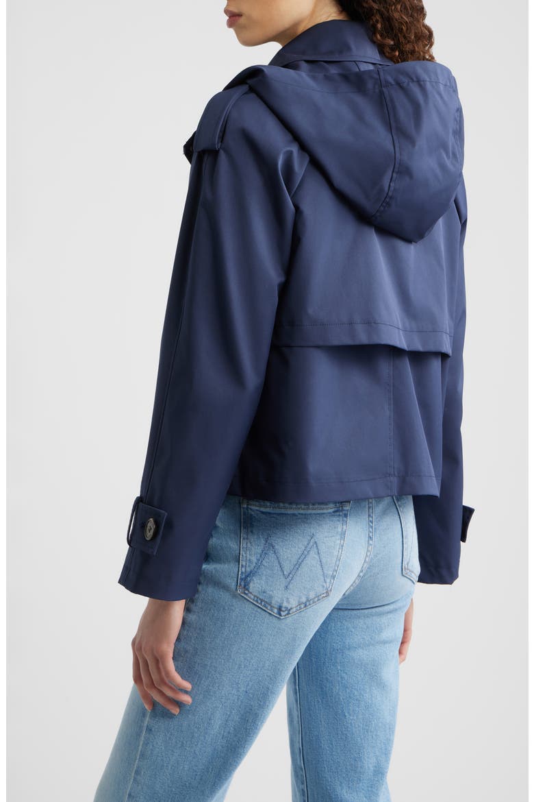 Crop Trench Coat with Removable Hood, Alternate, color, MIDNIGHT