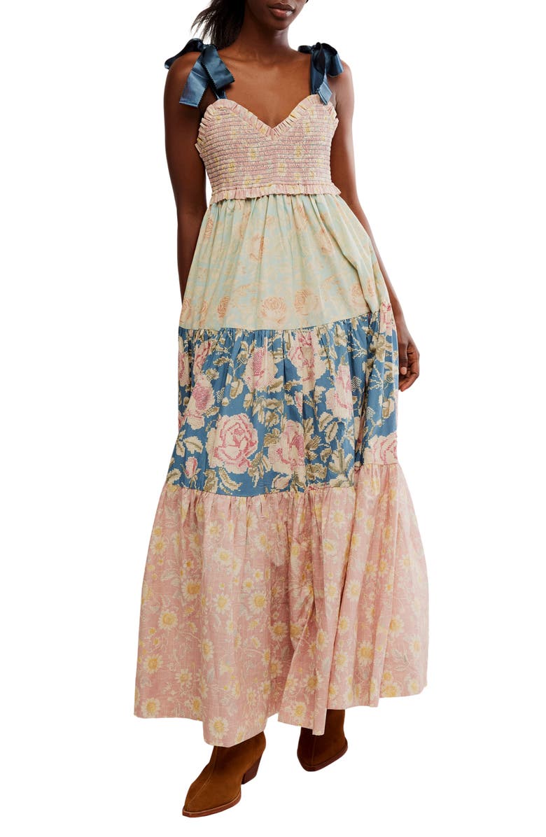 Free People Bluebell Mixed Print Cotton Maxi Dress, Main, color, Antique Combo