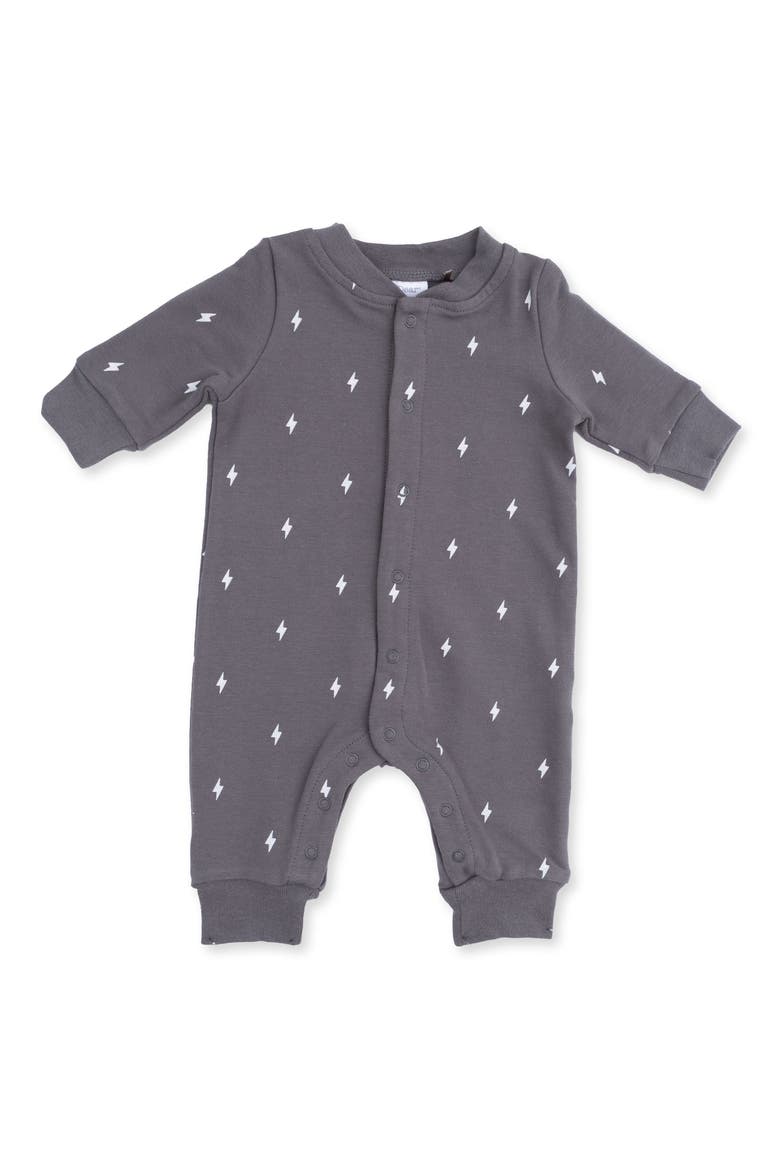 Kids' Lightning Bolt Organic Cotton Blend Romper, Main, color, GRAY