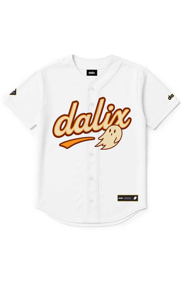 Dalix Ghost Baseball Jersey Varsity Shirt, Main, color, White