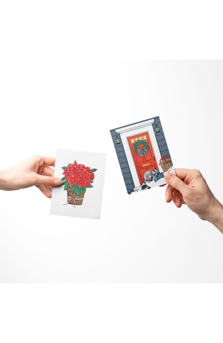 Ramus & Co Poinsettia, Winter Home, Raccoon Gift Winter/Holiday/Christmas Greeting Card Pack Sets, Alternate, color, Multi-Pack