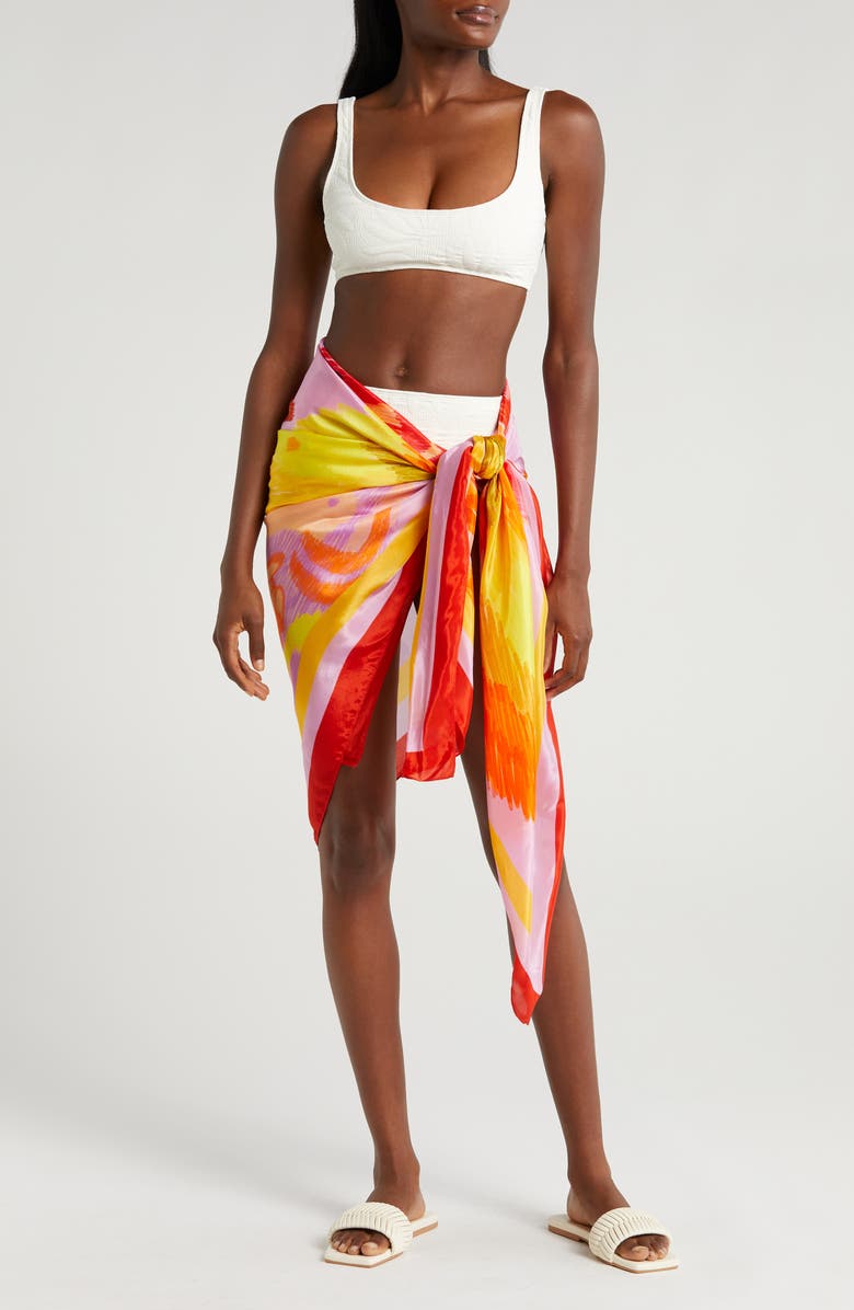 FARM Rio Painted Fishes Panneaux Cover-Up Sarong, Main, color, 