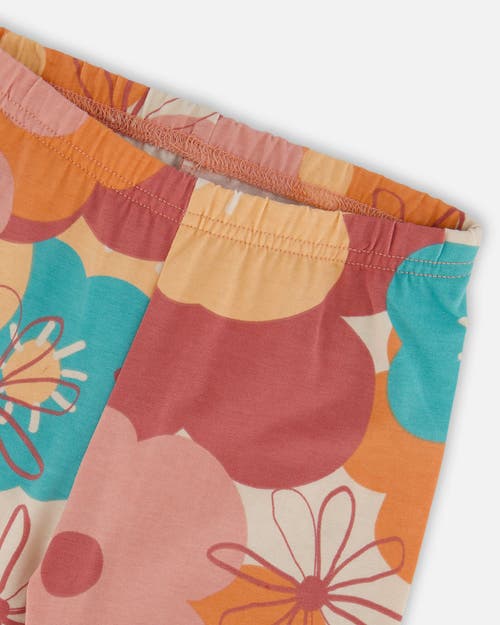 Deux Par Deux Organic Cotton Jersey Leggings With Cats In Multi