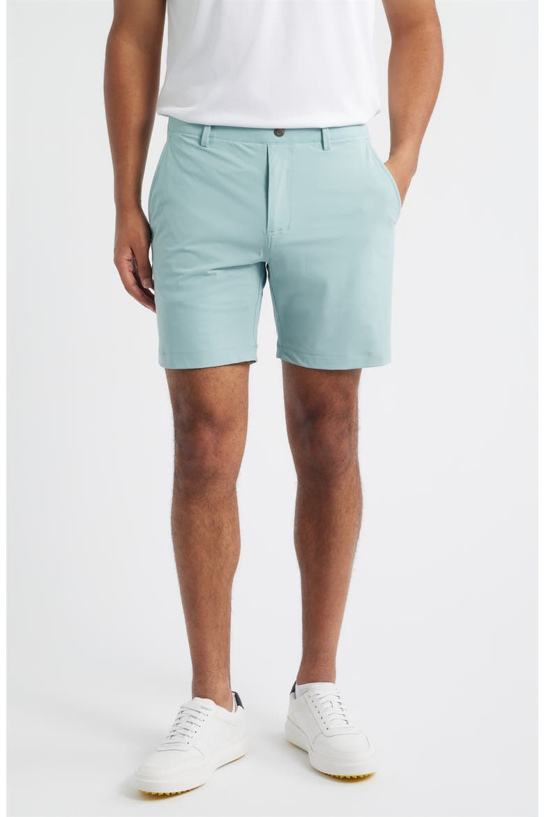 Bunker Flat Front Stretch Golf Shorts, Main, color, SURF