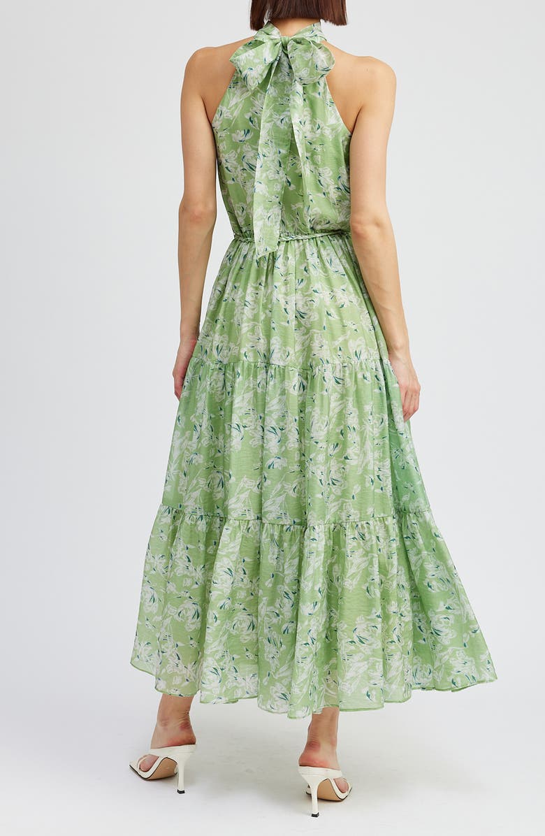 En Saison Laguna Floral Print Halter Dress, Alternate, color, Lt Green Teal