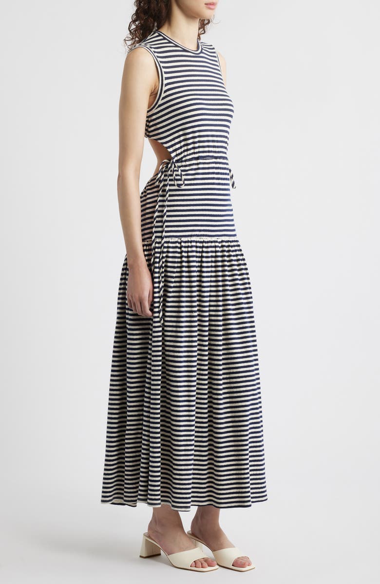 Wyeth Victoria Sleeveless Stripe Cutout Sundress, Alternate, color, Ecru/ Navy