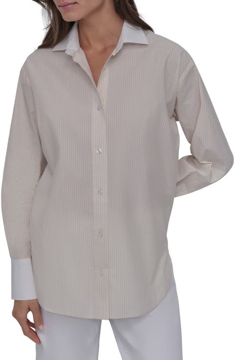 Stripe Cotton Button-Up Shirt