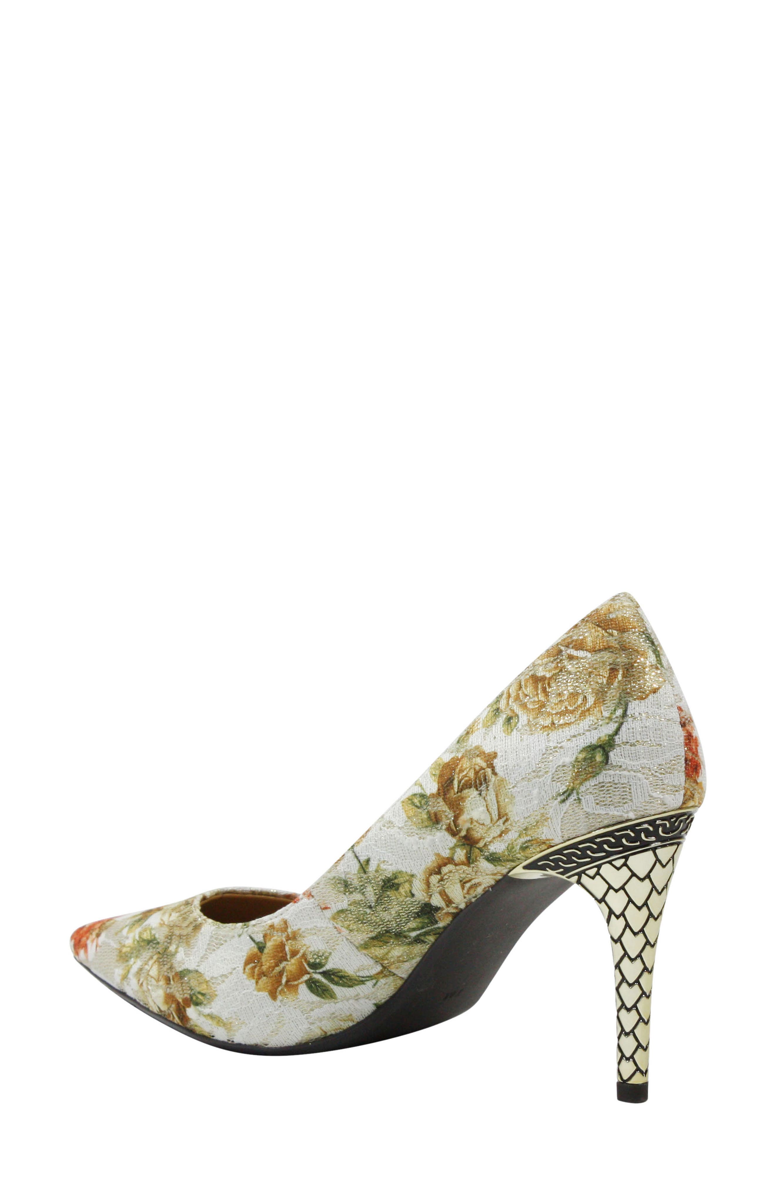 Maressa Pointed Toe Pump, Alternate, color, WHITE/ GOLD FABRIC