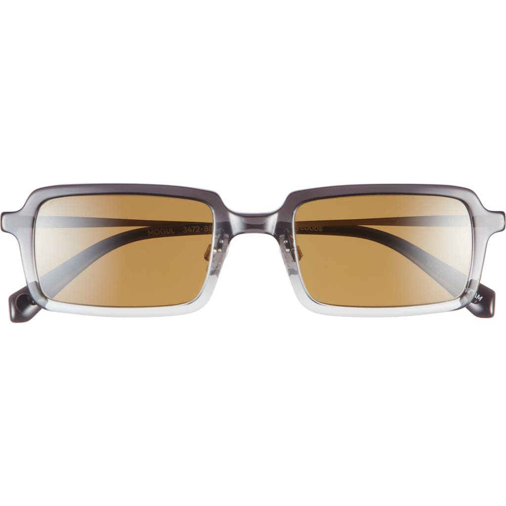 Eyebobs Mogul 50mm Small Polarized Rectangular Sunglasses In Black To Grey Fade/brown