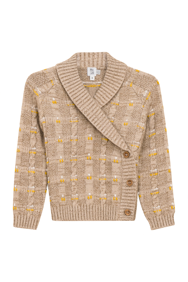 Shawl Collar Textured Cable Knit Cardigan, Main, color, Dark Almond