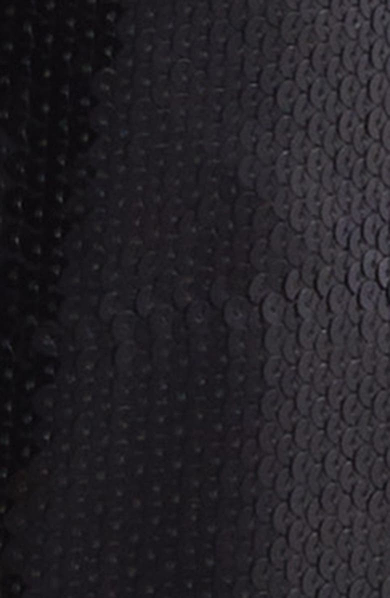 Balmain Sequin Draped Side Chain Dress, Alternate, color, 0Pa Black