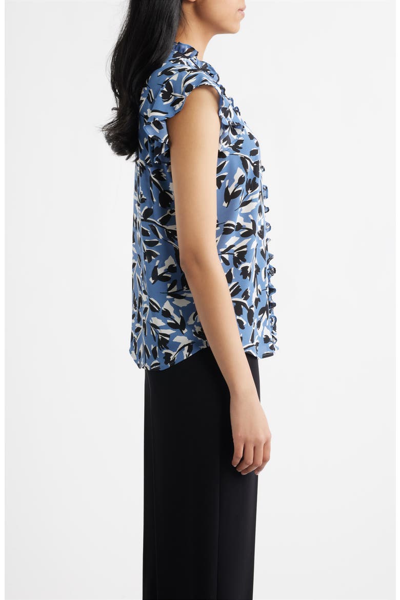 Abstract Floral V-Neck Button-Up Knit Top, Alternate, color, BLUE JAY MULTI