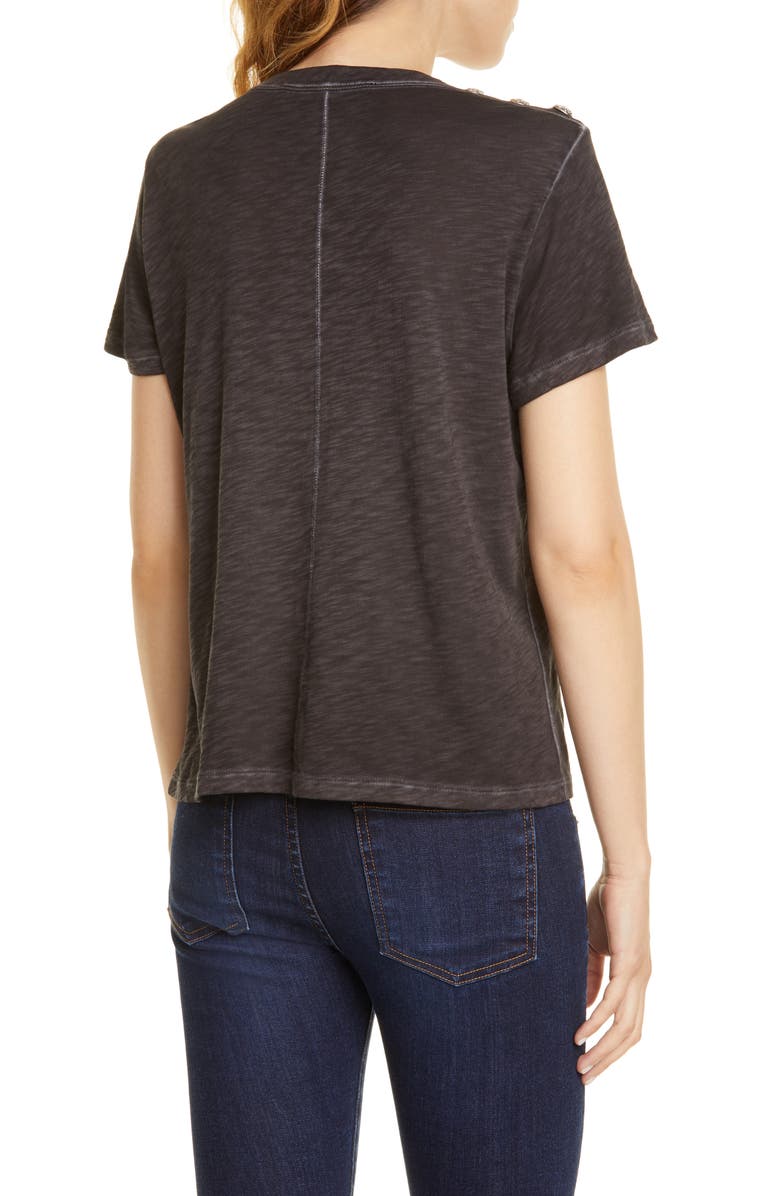 Veronica Beard Carla Button Shoulder T-Shirt, Alternate, color, 