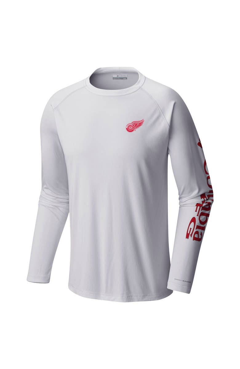 Columbia Men's Columbia White Detroit Red Wings Terminal Tackle Omni-Shade Raglan Long Sleeve T-Shirt, Alternate, color, White