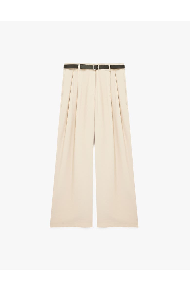 Koton Wide Leg Trousers with Belt, Alternate, color, Beige