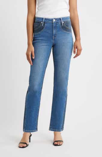 CITY BLUES Two-Tone High Waist Straight Leg Jeans