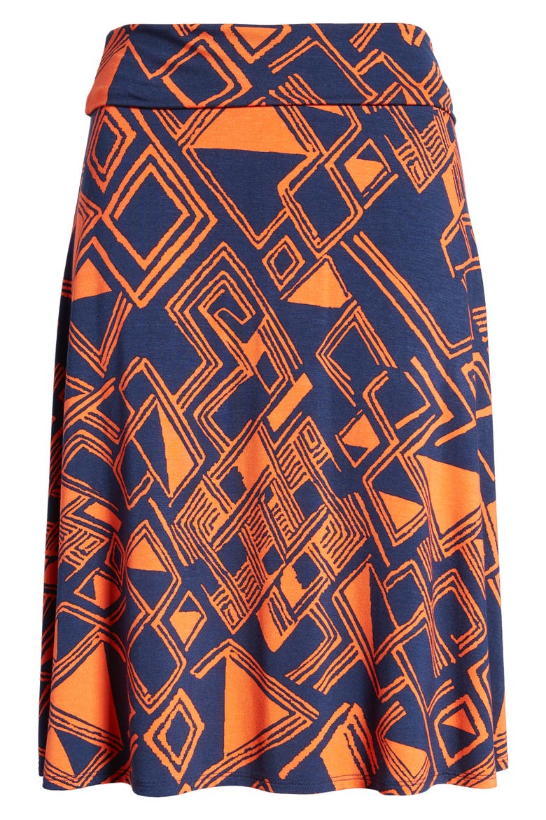 Geo Print Roll Top Skirt, Alternate, color, NAVY/ ORANGE