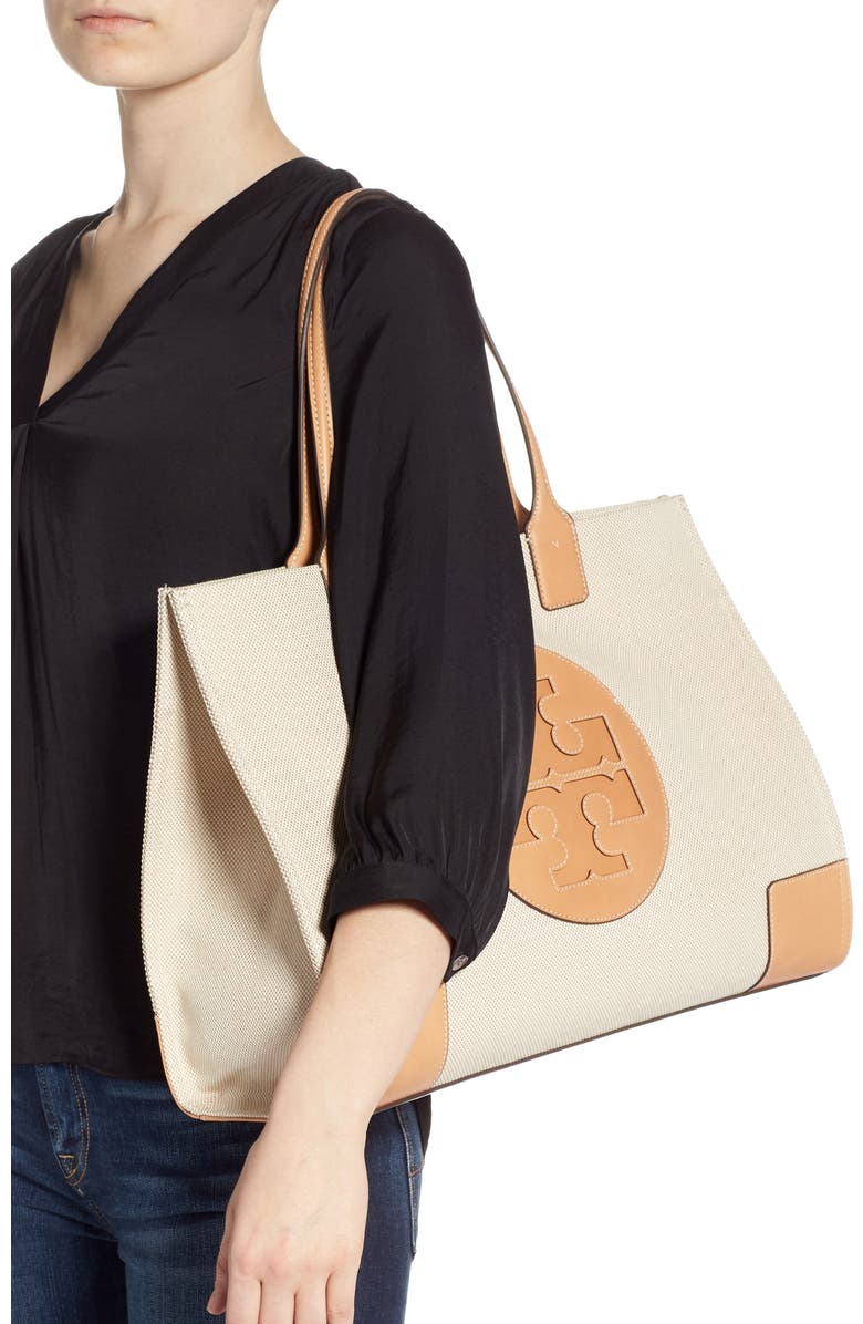 Tory Burch Ella Canvas Tote, Alternate, color,