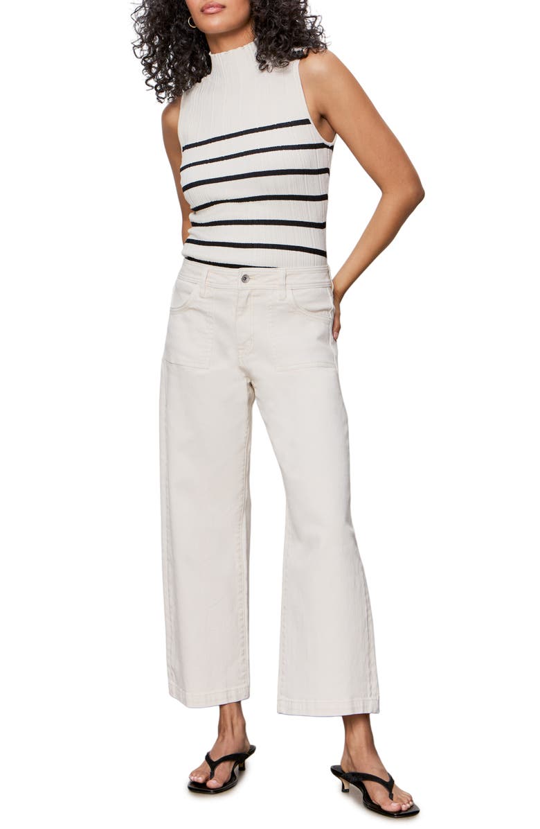 Sanctuary League Stretch Cotton Crop Utility Pants, Alternate, color, Light Oat