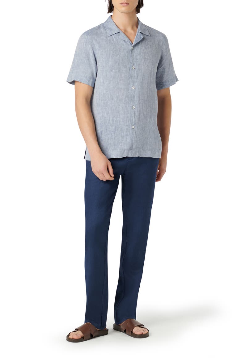 Linen Camp Shirt, Alternate, color, NAVY