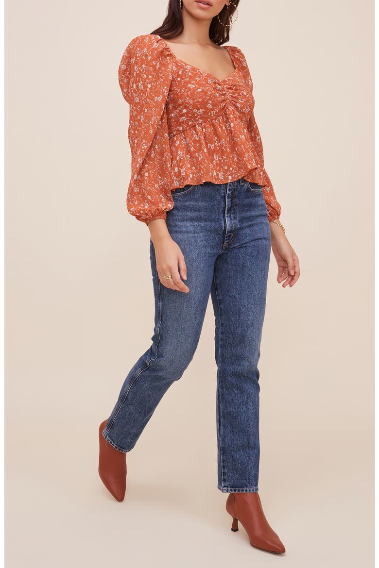 Crinkle Sweetheart Top, Alternate, color, RUST MULTI FLORAL