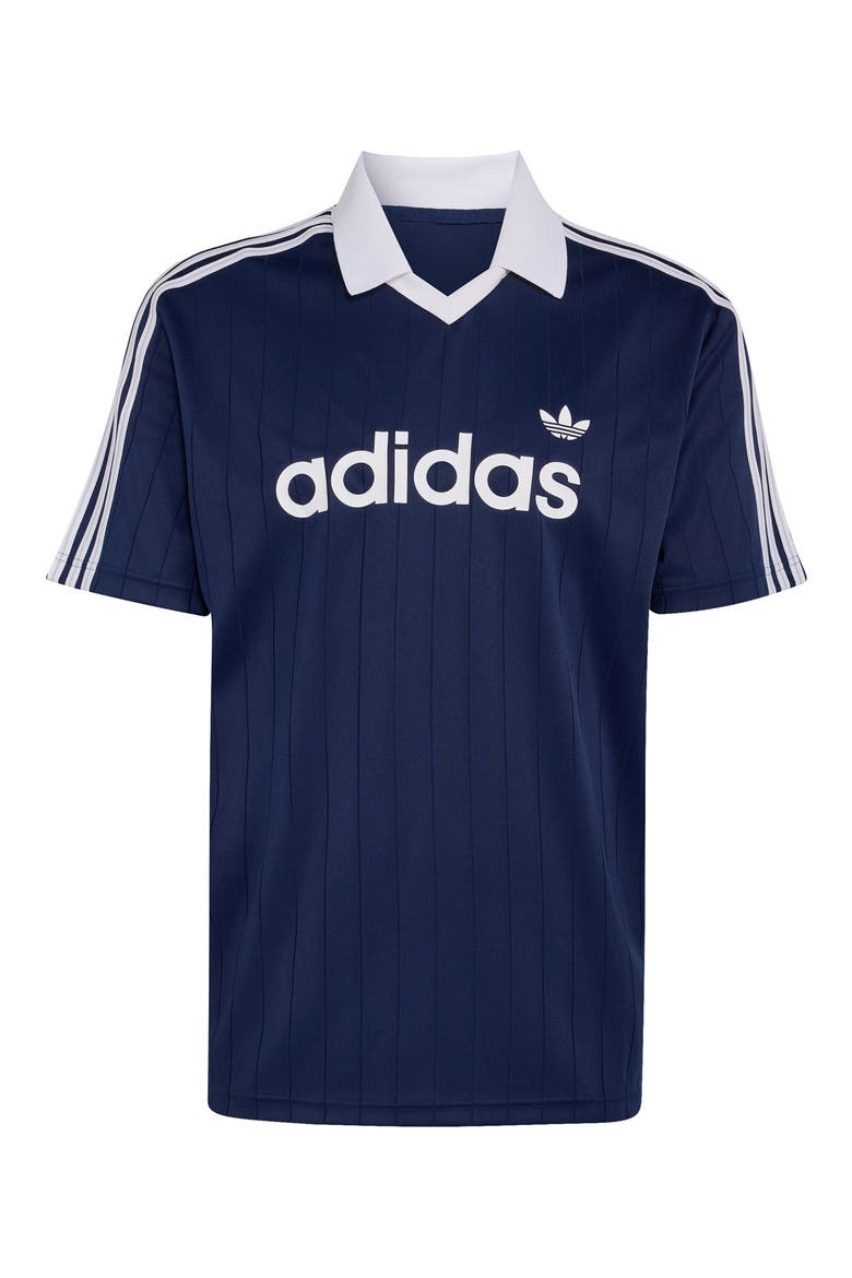 Short Sleeve Pinstripe Soccer Jersey, Main, color, NIGHT INDIGO/ WHITE